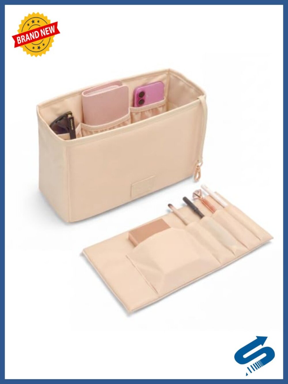 Large Tote Bag Organizer Insert with Divider for Handbags, Tablet Pocket & Key